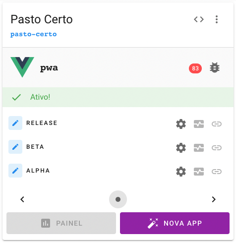 App com estágios de maturidade