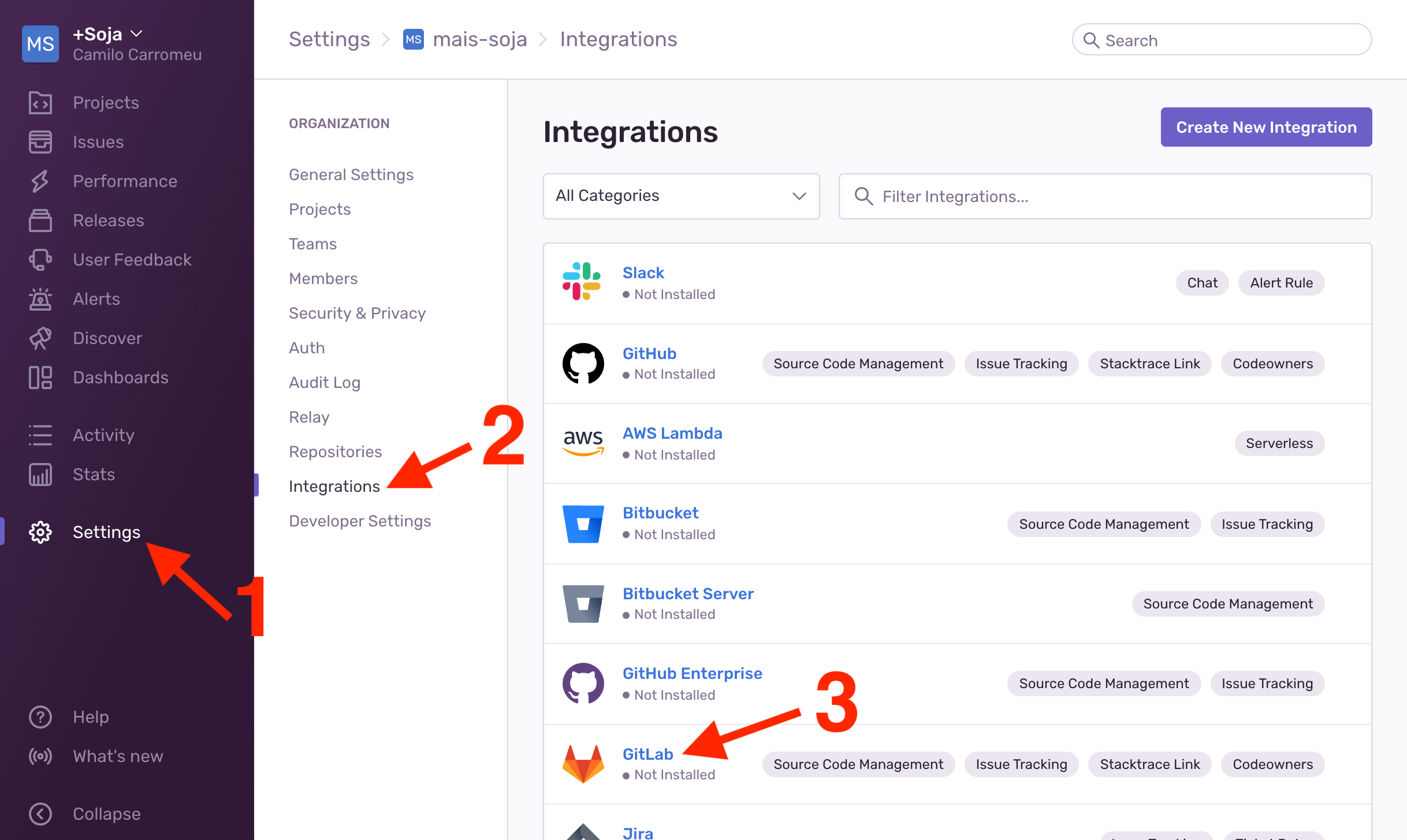 Configurando a integração com o GitLab: Add Installation