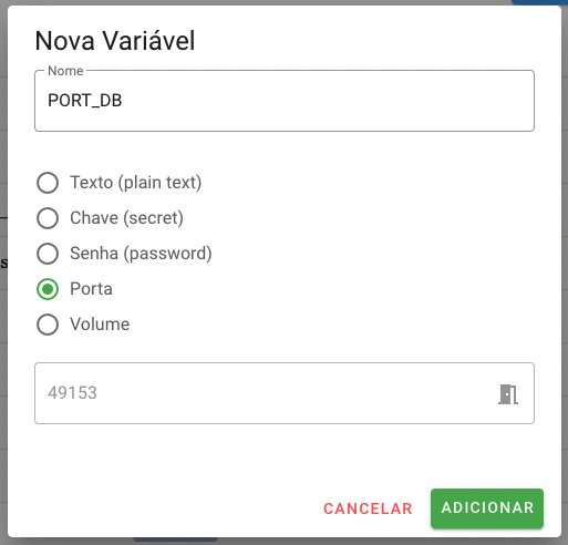 Configurando uma porta da aplicação como variável de ambiente