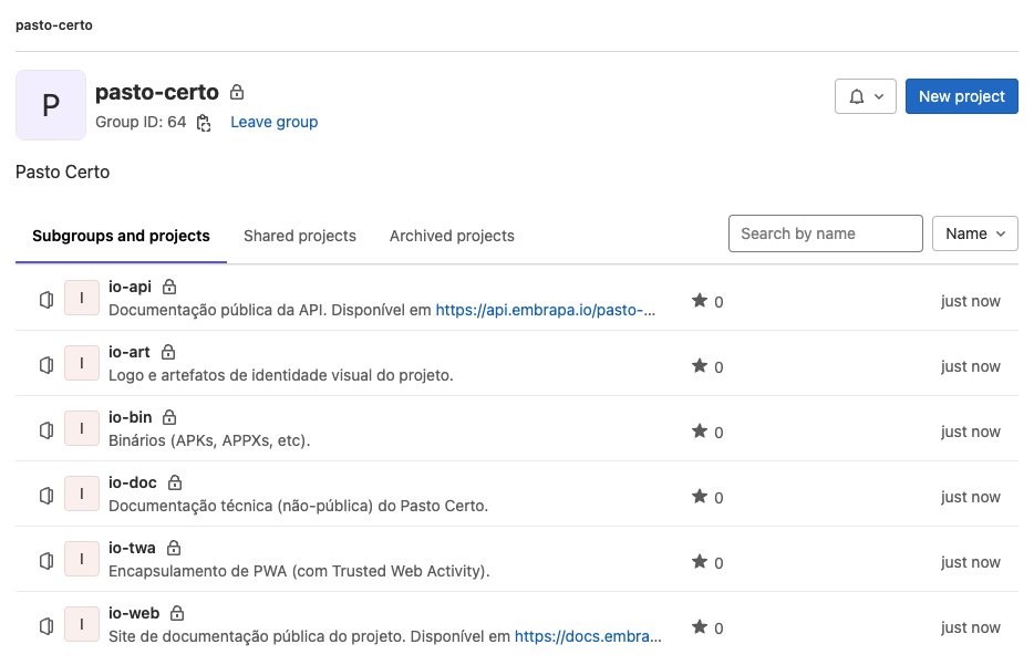 Repositórios de suporte do projeto