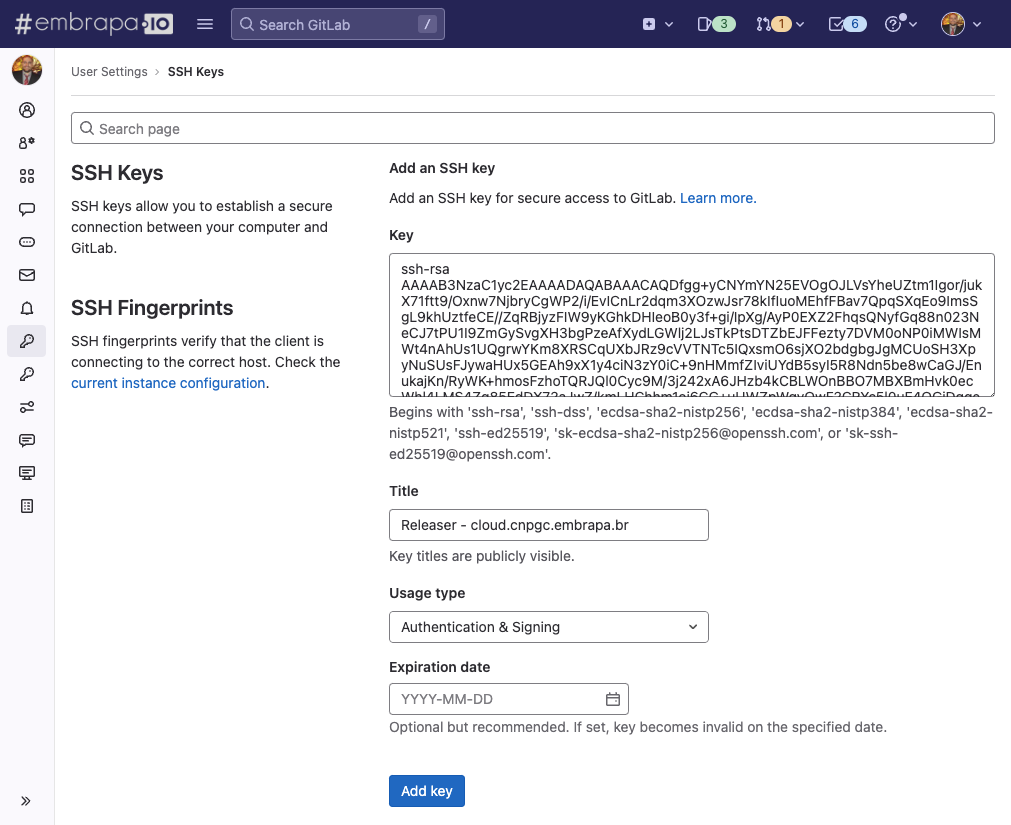 SSH Key no GitLab