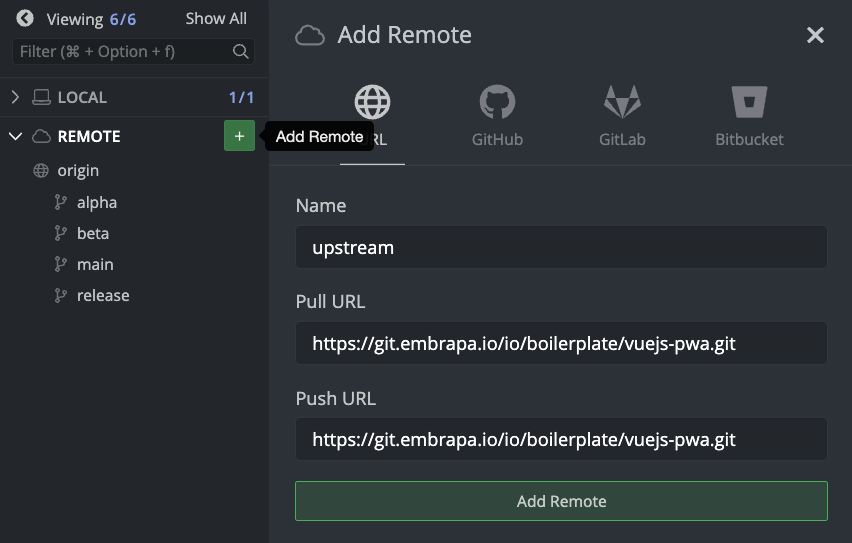 Adicionando o boilerplate como remote